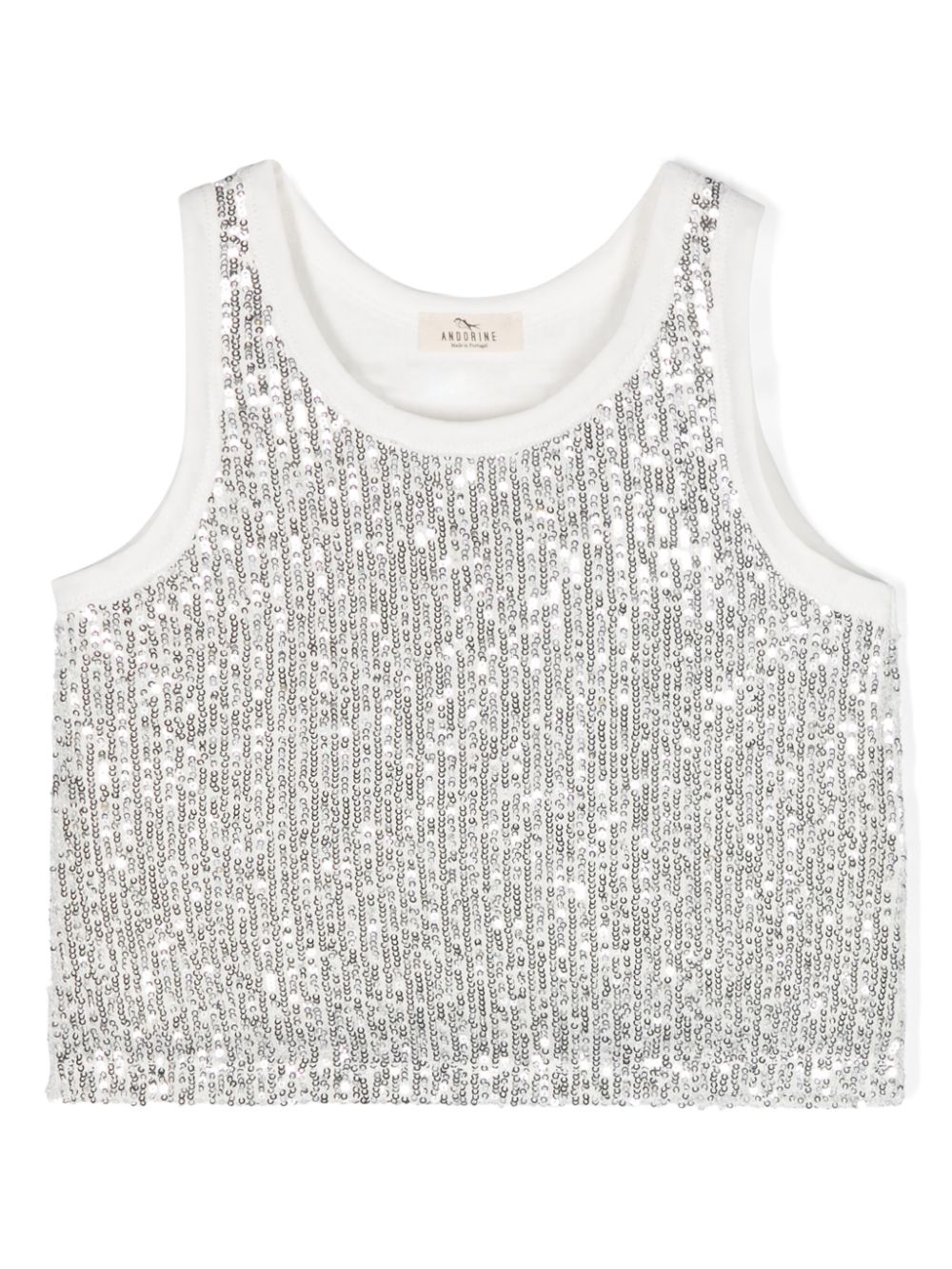 Sequin embellished cropped T-shirt - Silver