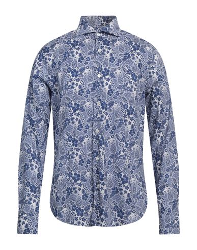 Fedeli Man Shirt Blue Size 16 Cotton, Elastane