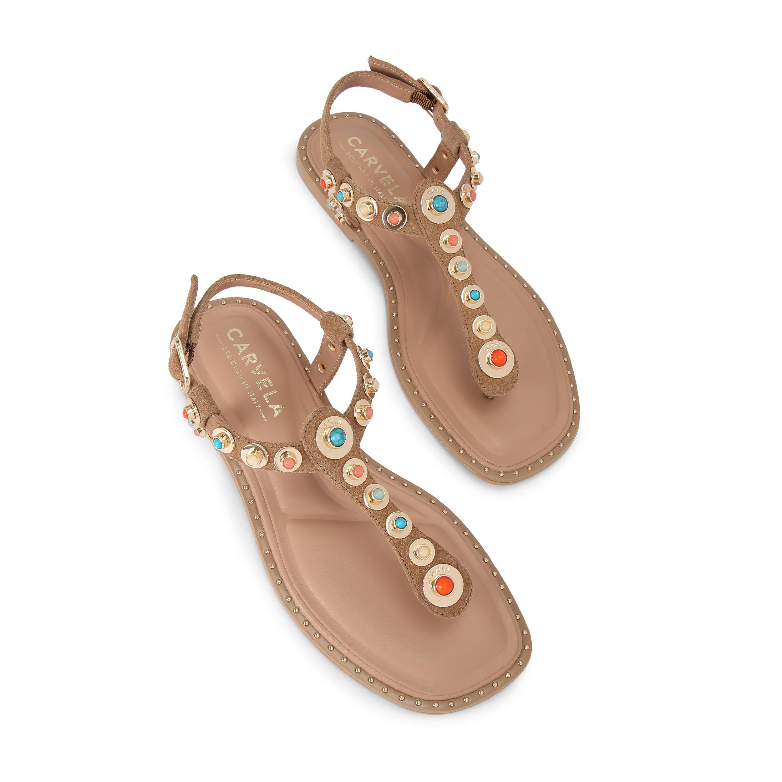 Carvela Womens Suede Amalfi T Bar Flat Sandal Sandals - Came