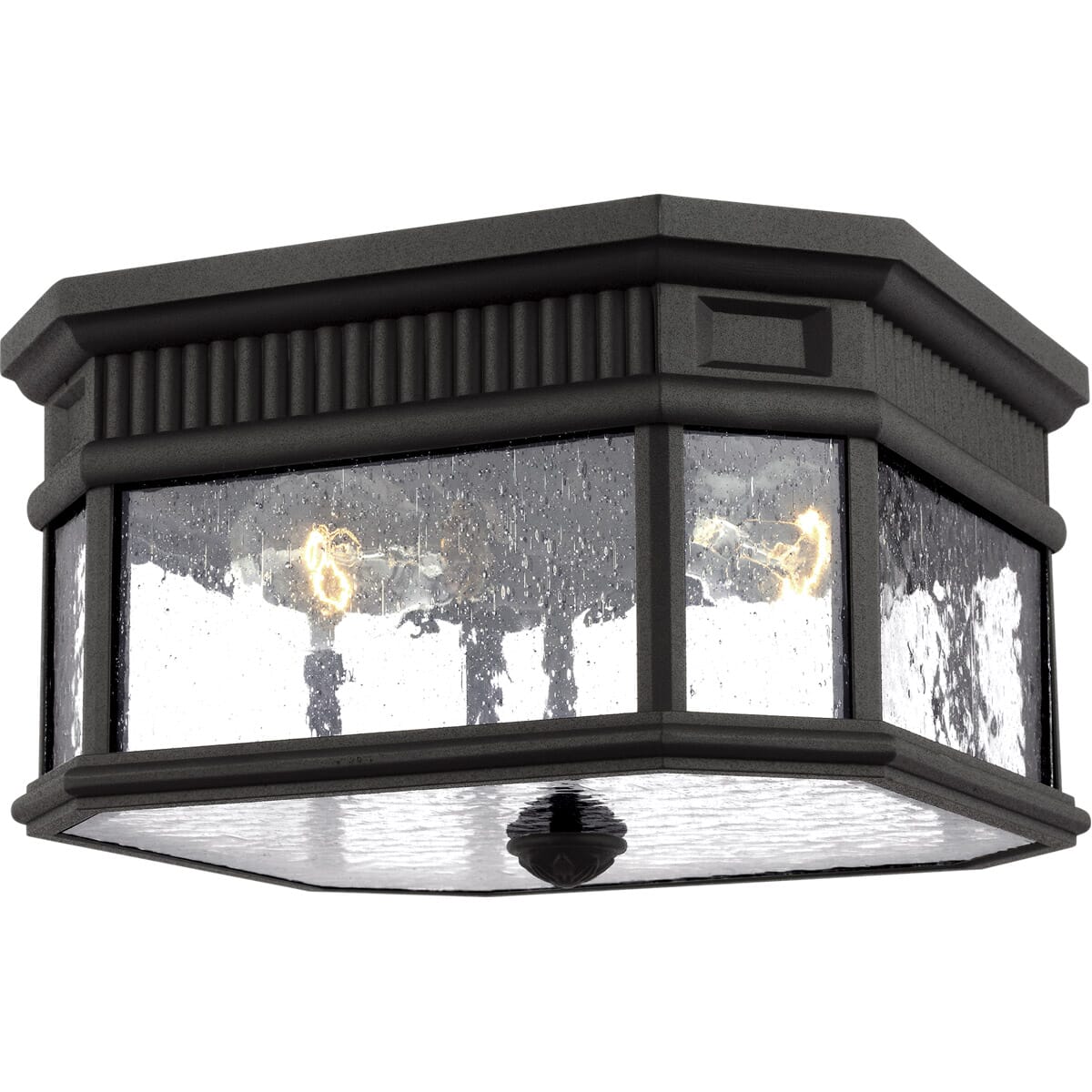 Black Two Light Outdoor Flush Mount from the Cotswold Lane Collection