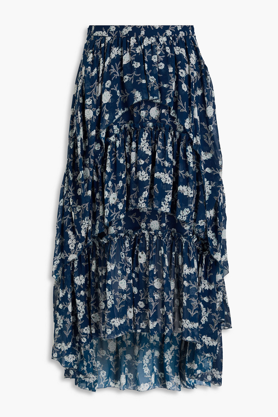 Marilyn floral-print silk-georgette midi skirt