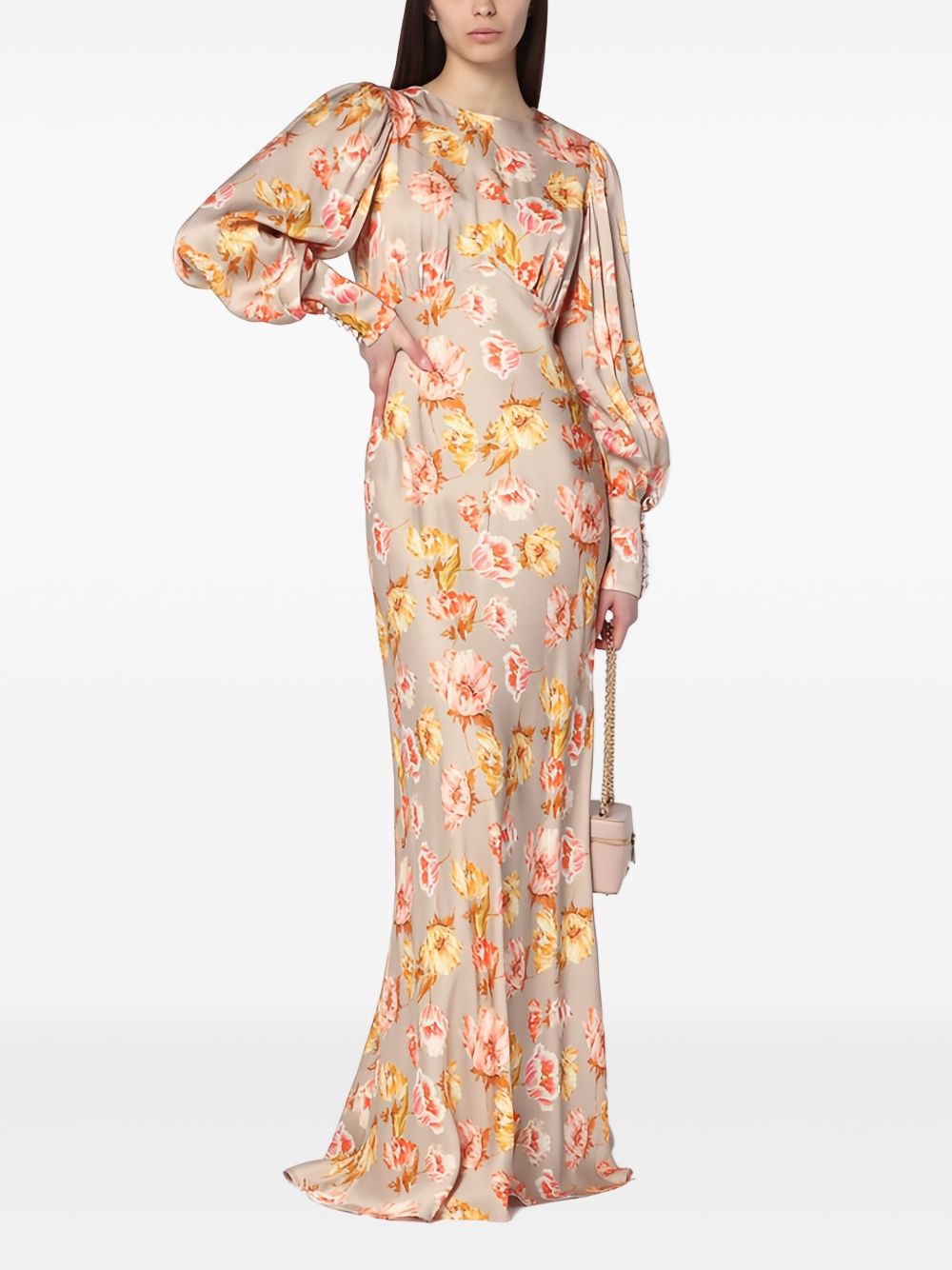 MALINA floral-print evening dress - Neutrals