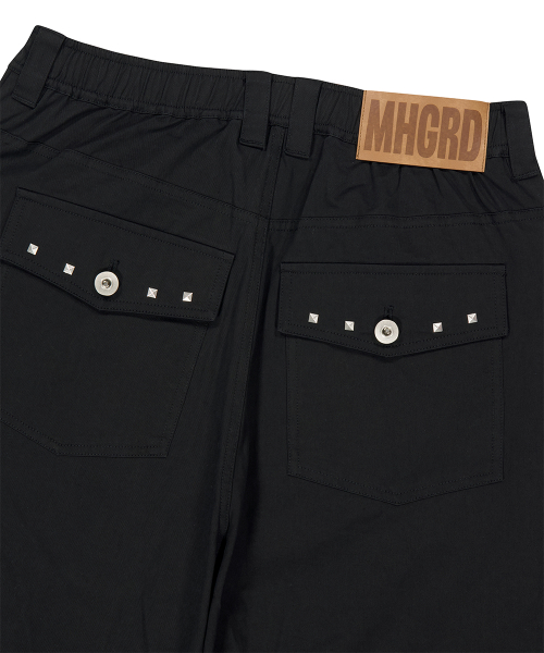 CROSS STUD TWILL SHORTS BLACK