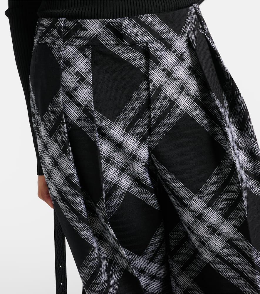 Checked wool wide-leg pants