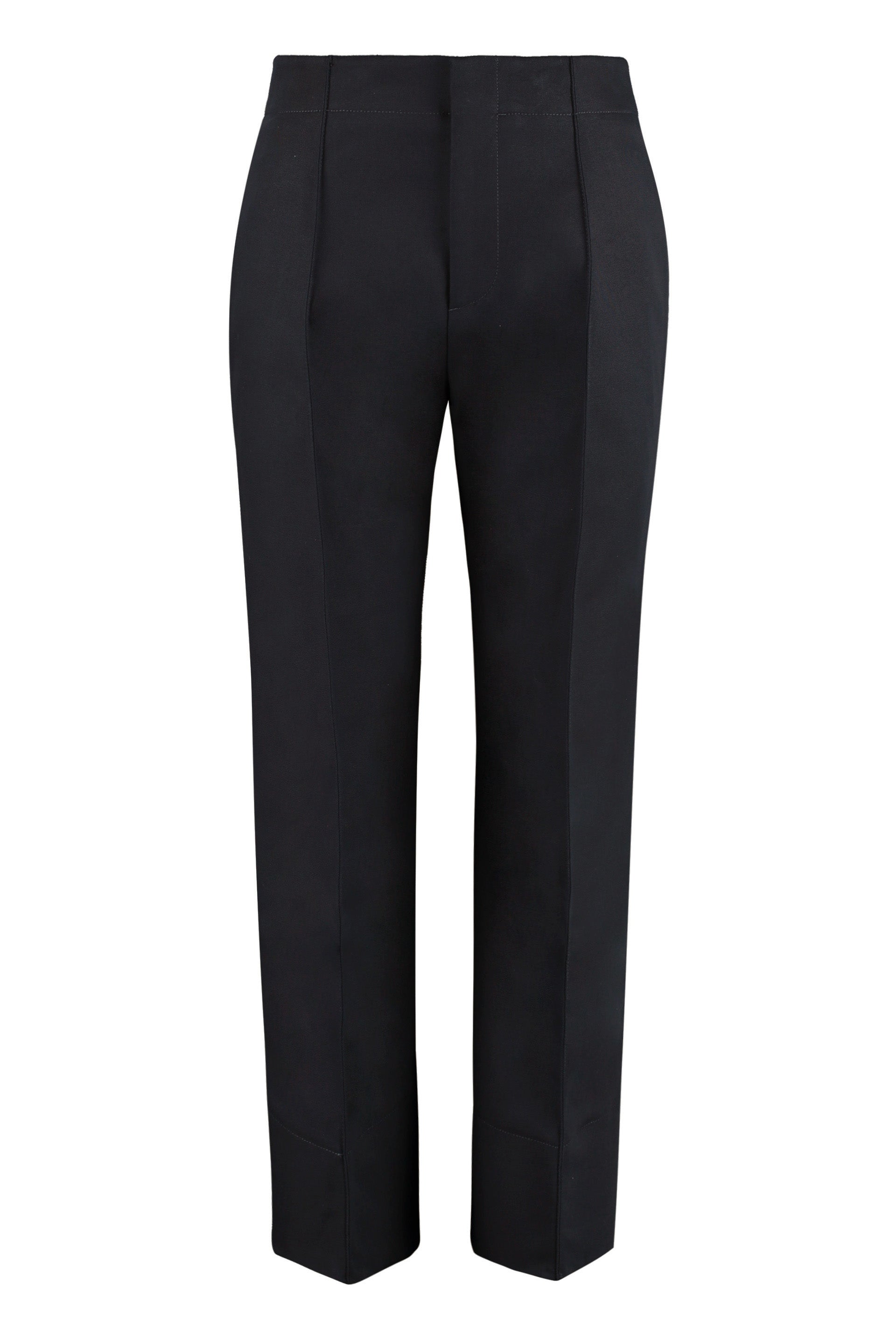 High-Rise Cotton Trousers — Blue