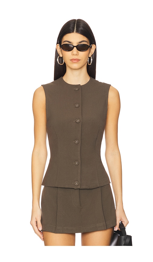 WeWoreWhat Button Down Vest in Brown.  S. Also in