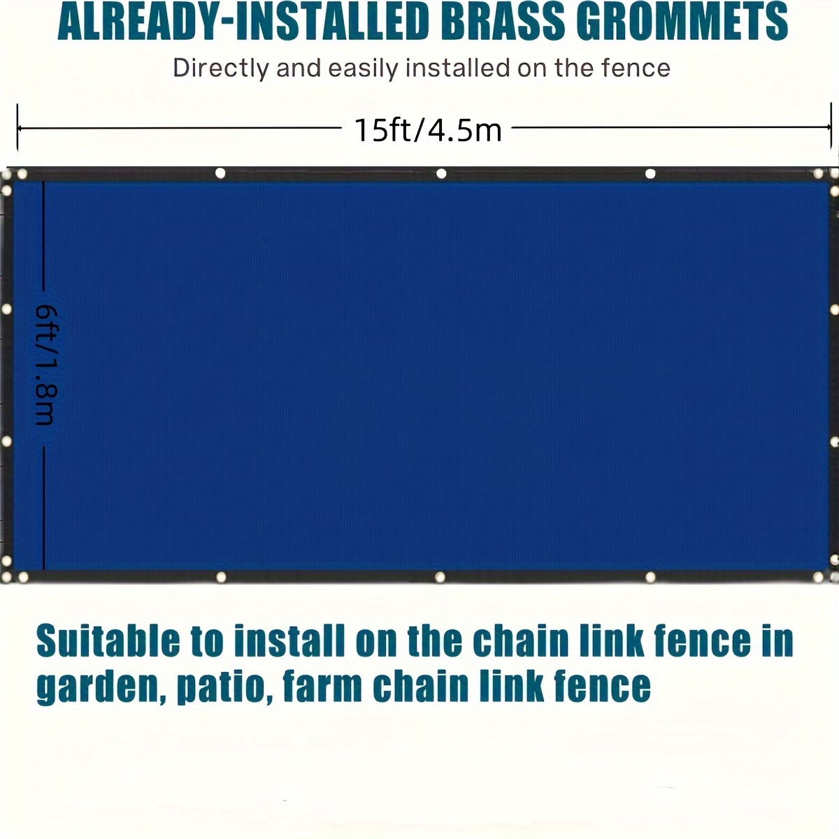 TEMU 6x50ft Fence Privacy Screen, Heavy Duty Privacy Fence Screen, Outdoor Shade Cloth Mesh Barrier, Cable Zip Ties Included, Blue