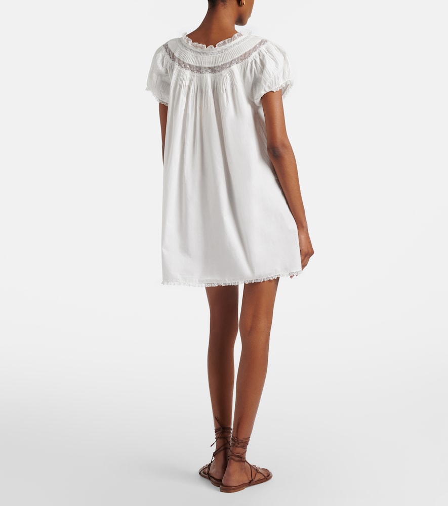 Dôen Daphne lace-trimmed cotton poplin minidress