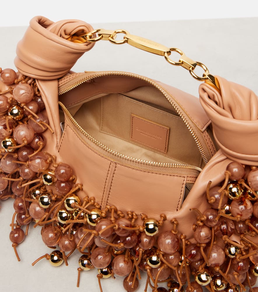 Foam beaded leather shoulder bag