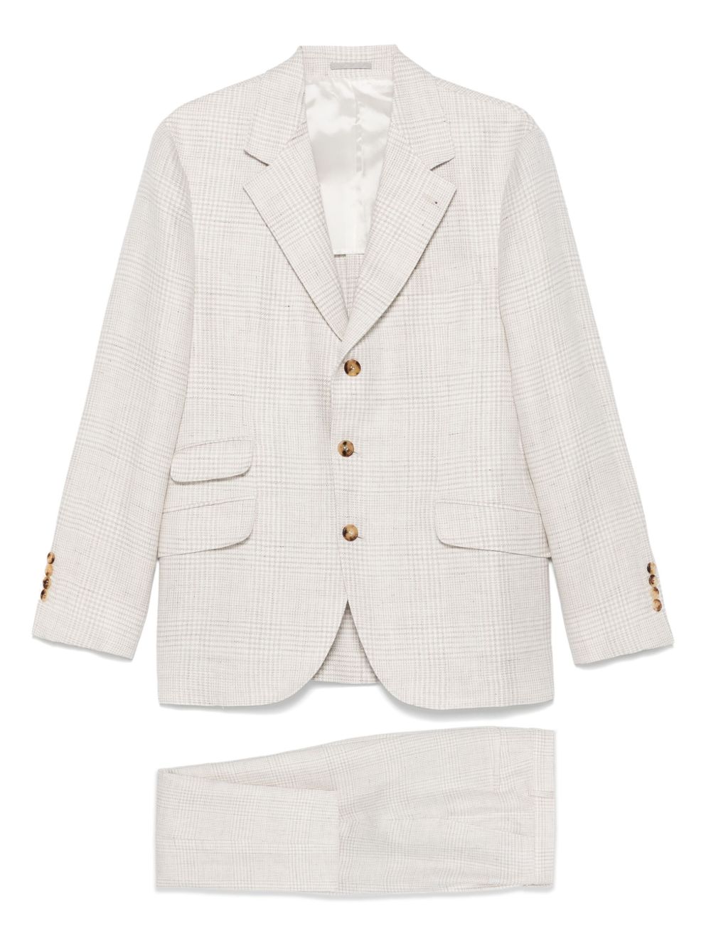Single-breast checked suit - Neutrals