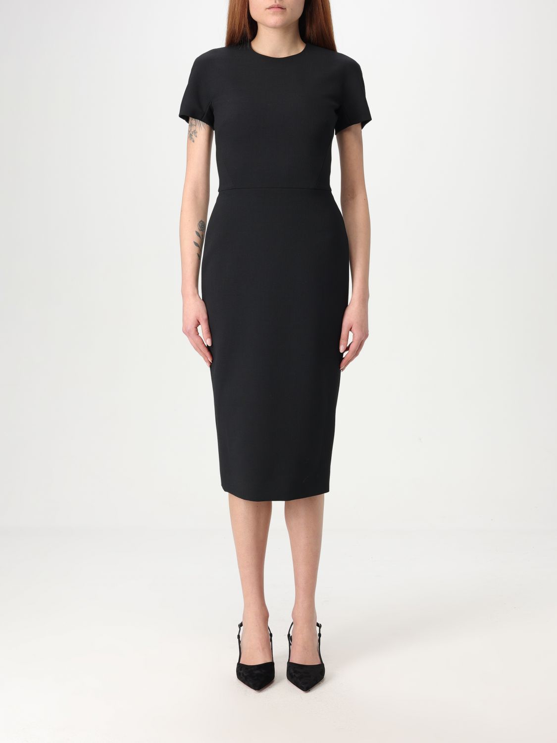 Gabardine-weave midi dress - Red