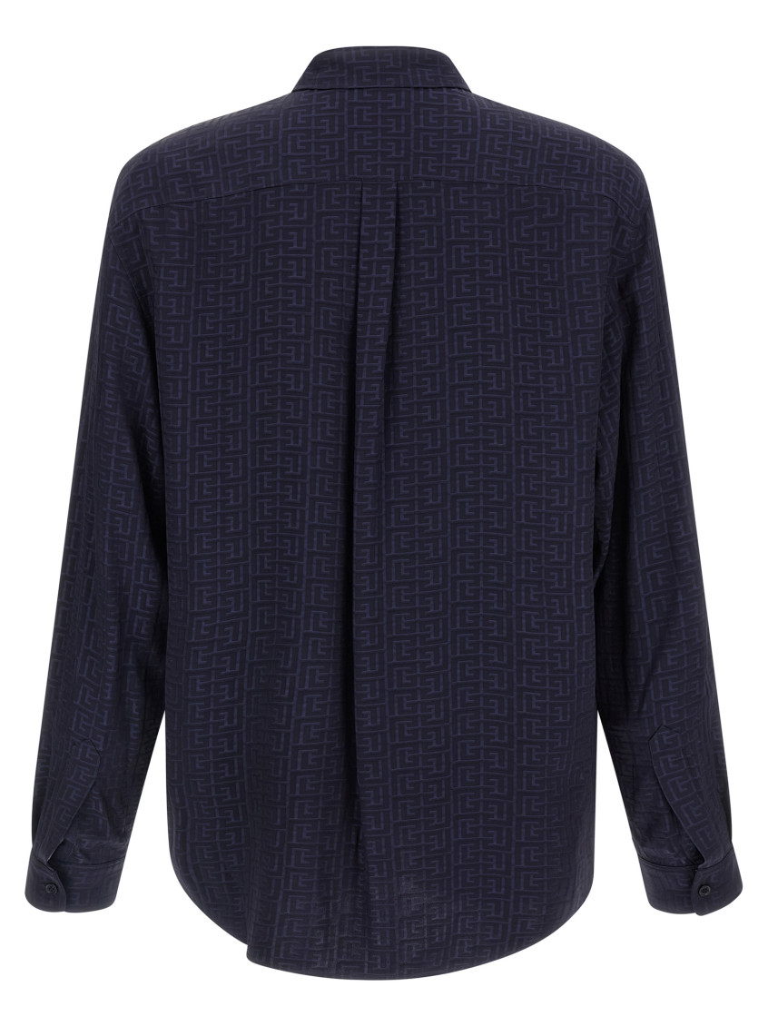 Balmain - long sleeve nylon silk shirt buttoned collar