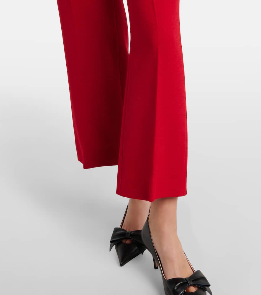 VLogo cropped virgin wool crêpe flared pants