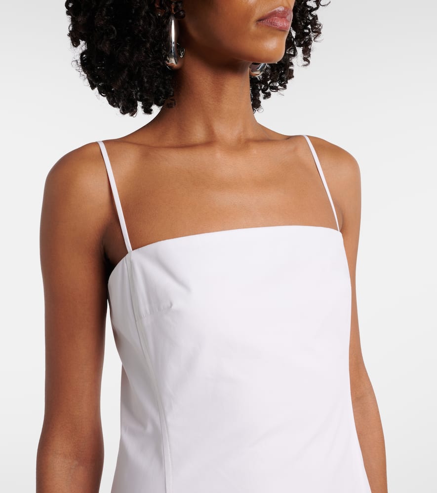 Bella floral-appliqué cotton midi dress