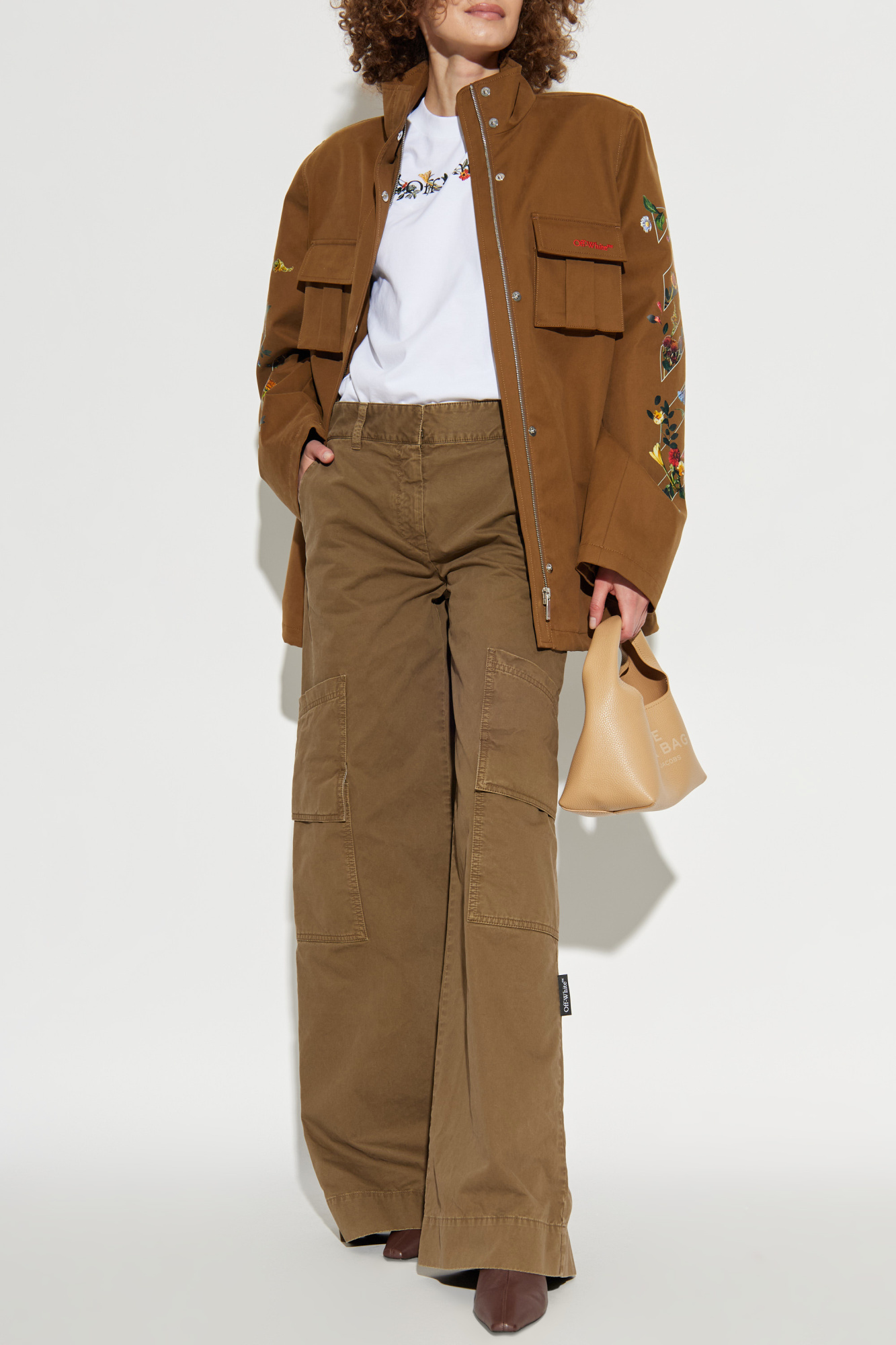 Loose-fit Jacket With Colorful Print, Women's, Brown