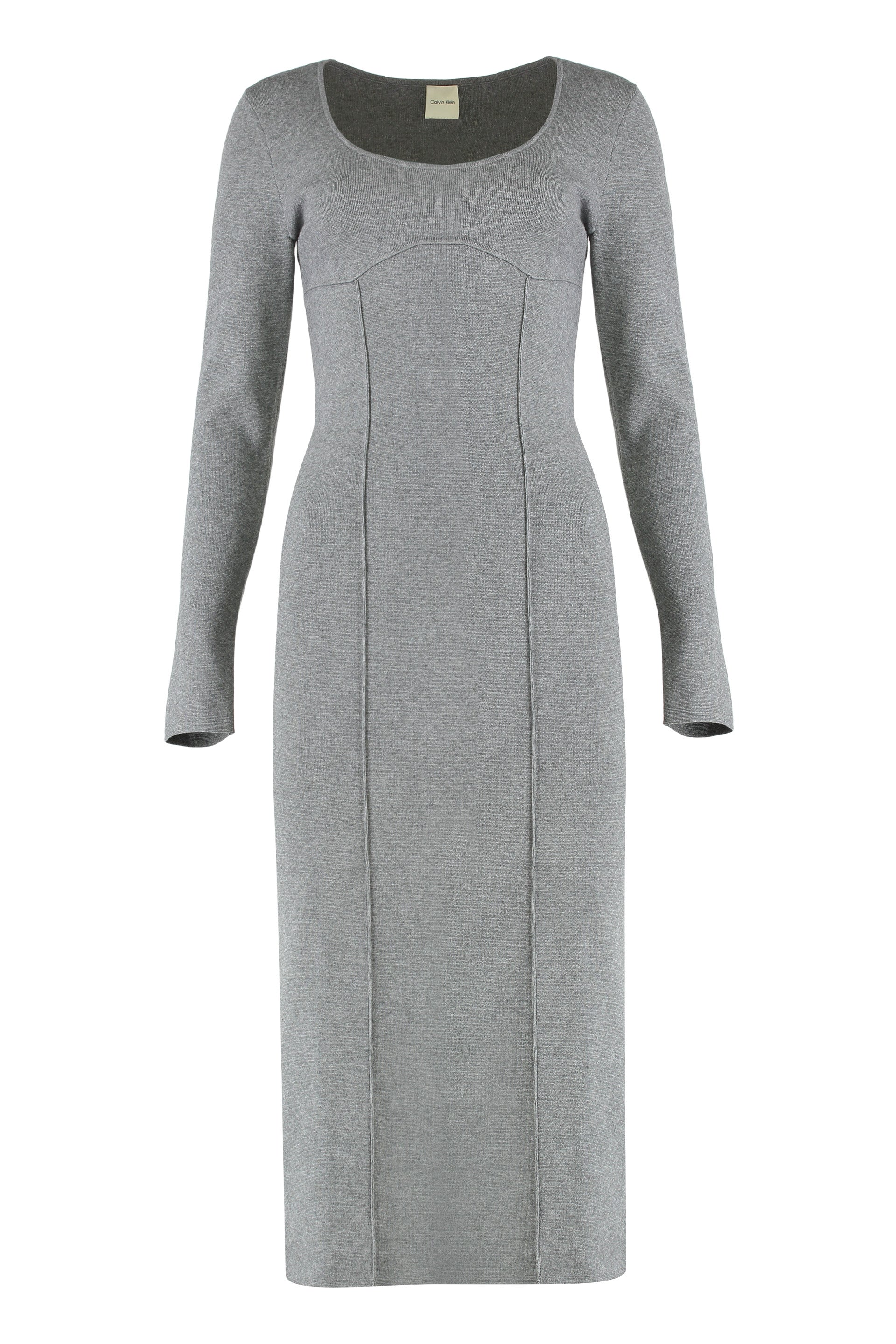Milano Point Viscose Midi Dress — Gray