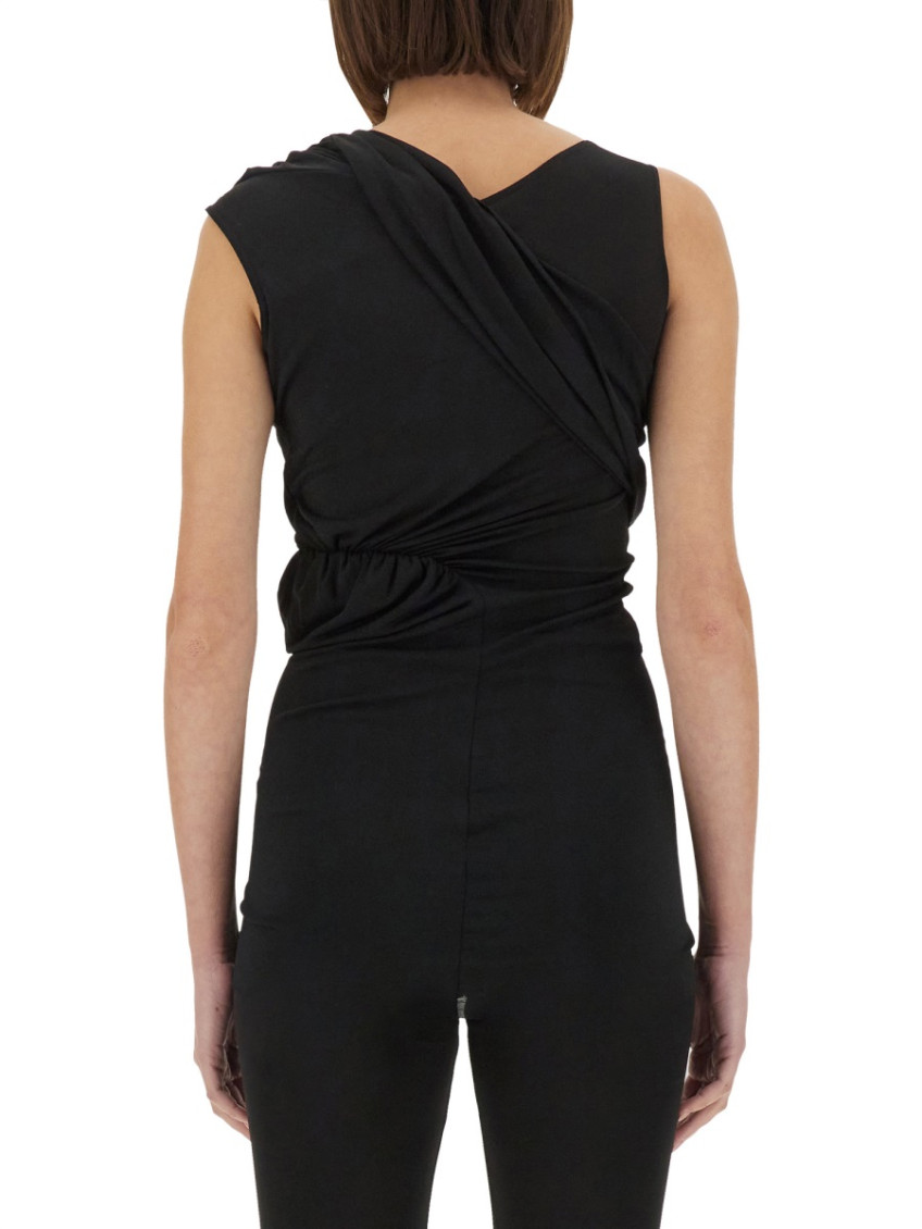 Black Solid One Shoulder Top