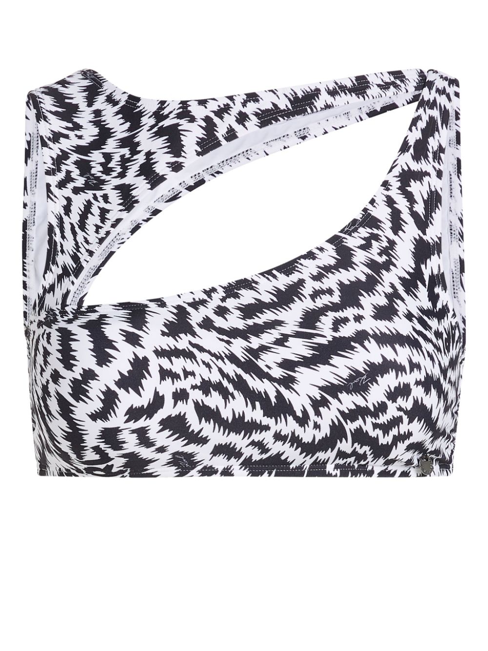 Animal-print cut-out bikini top - Black