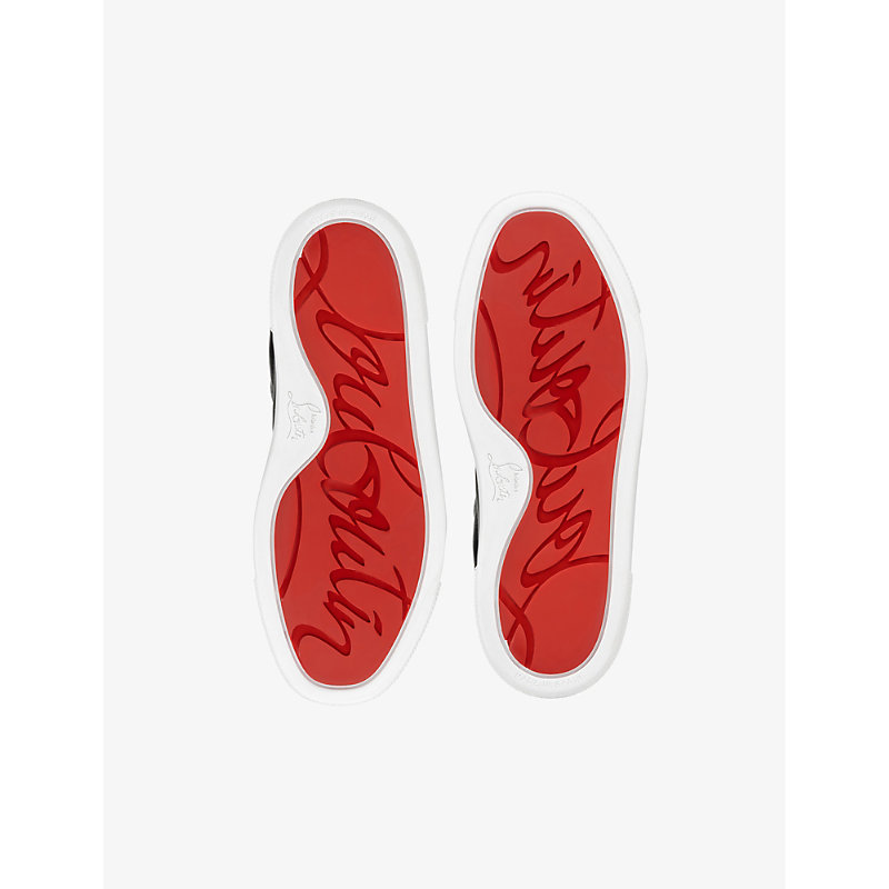 Boys Navy Kids Funnyto Logo-print Leather Low-top Trainers 