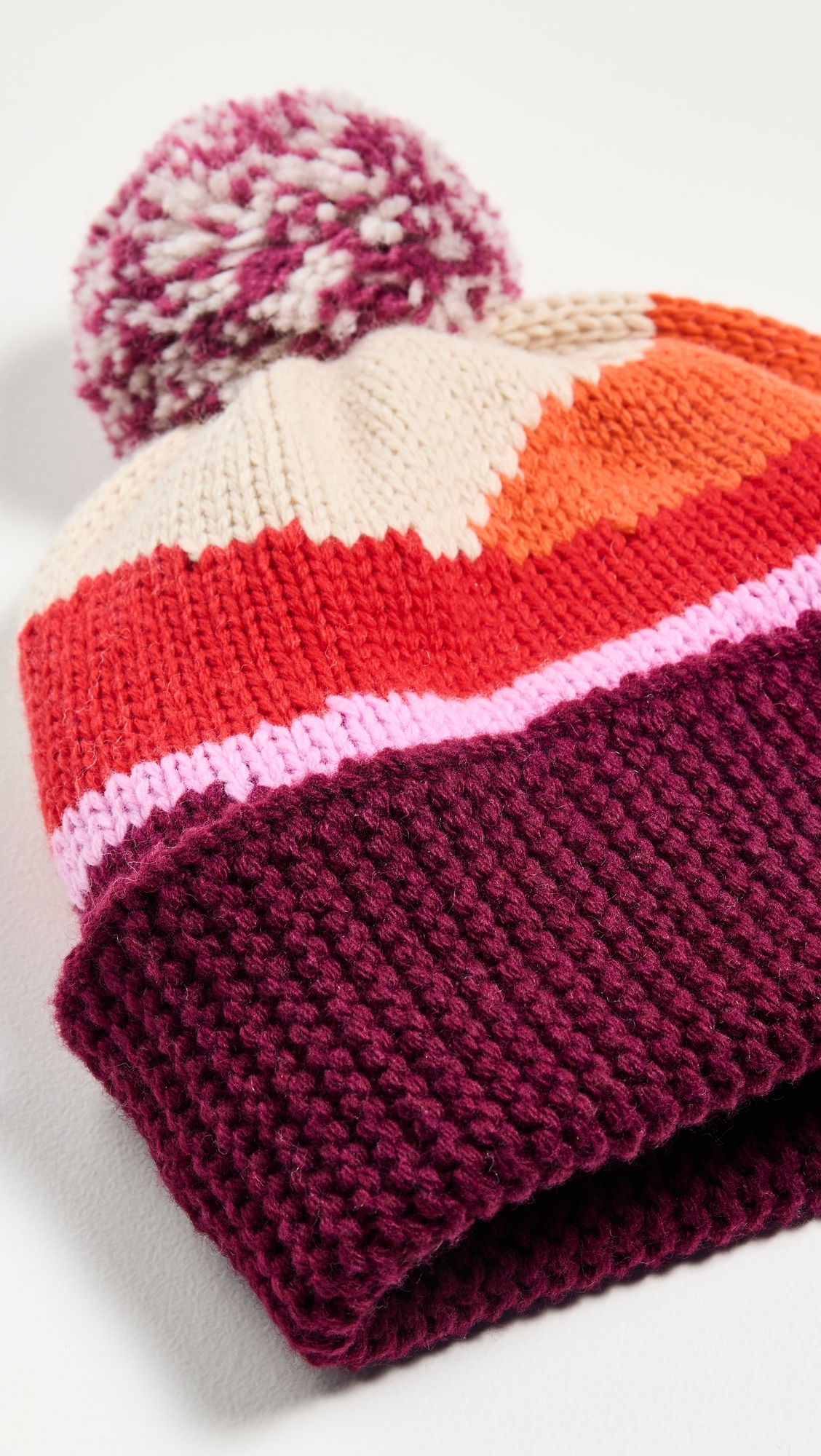 Abstract Sun & Wave Beanie 608 Red Multi One Size