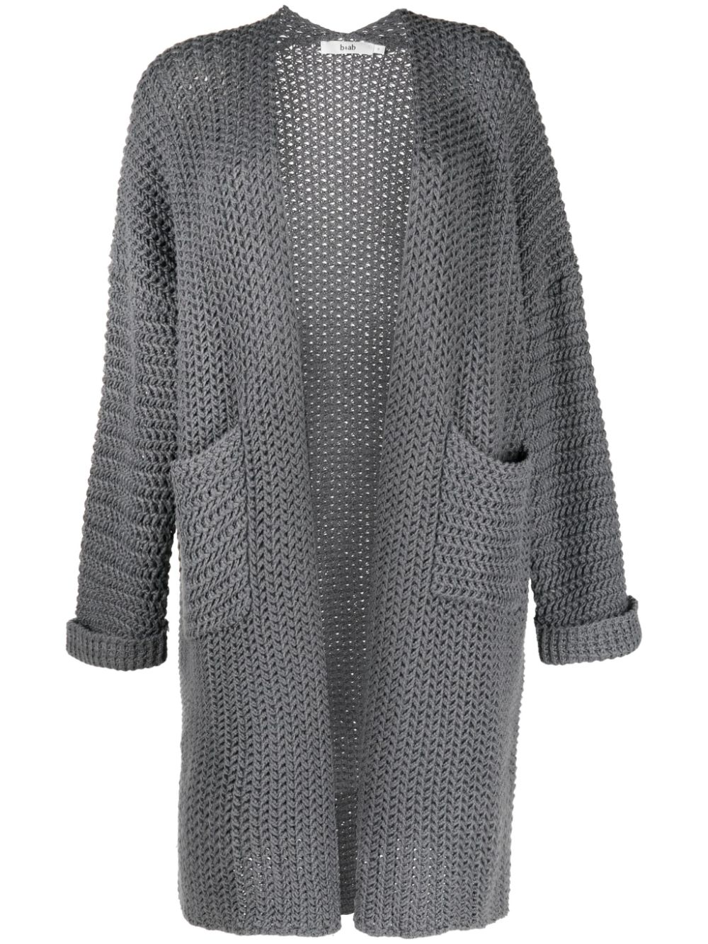 Shawl-collar knitted cardi-coat - Grey