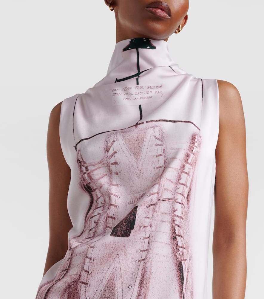 Trompe l'ail draped satin maxi dress