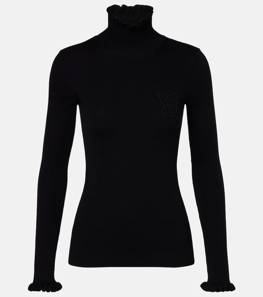 Ruffled virgin wool sweater