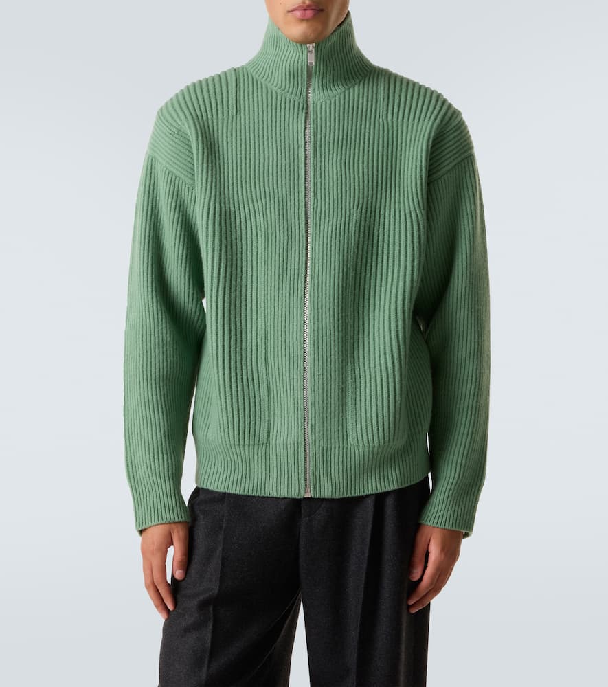 Wool zip-up cardigan