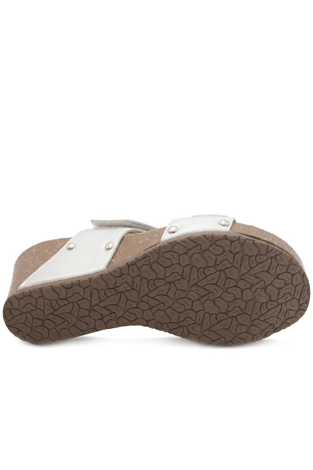 Pavers Women's Dual Adjustable Fasten Wedge Sandals in Metallic