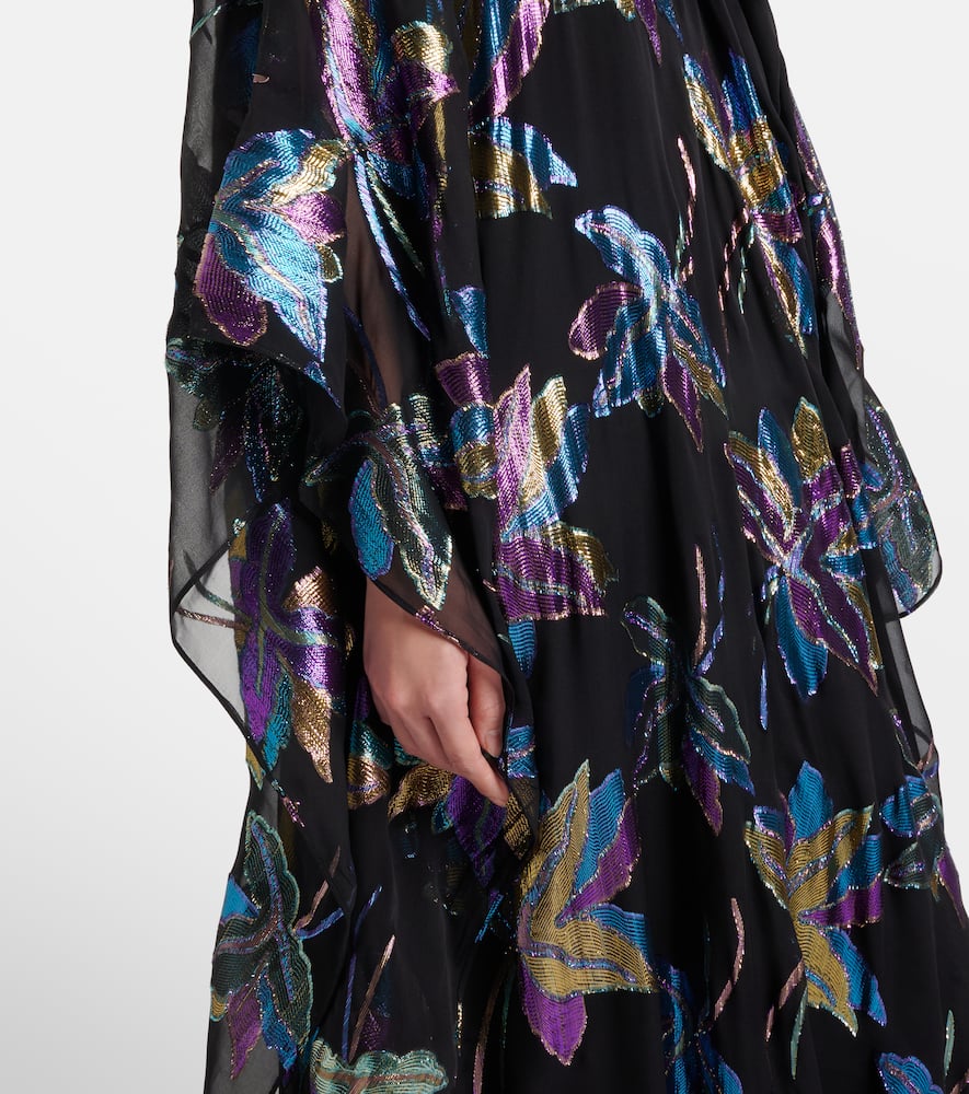 Stevie tie-neck silk-blend lamé kaftan