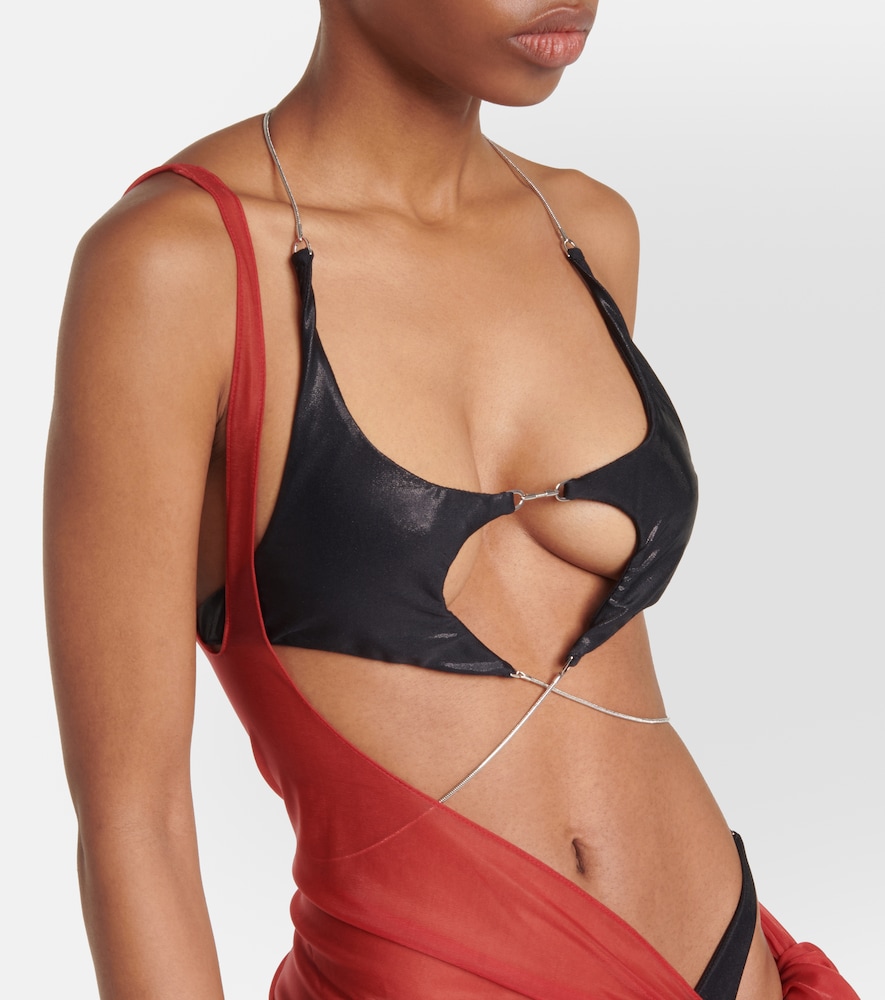 One-shoulder jersey beach cover-up