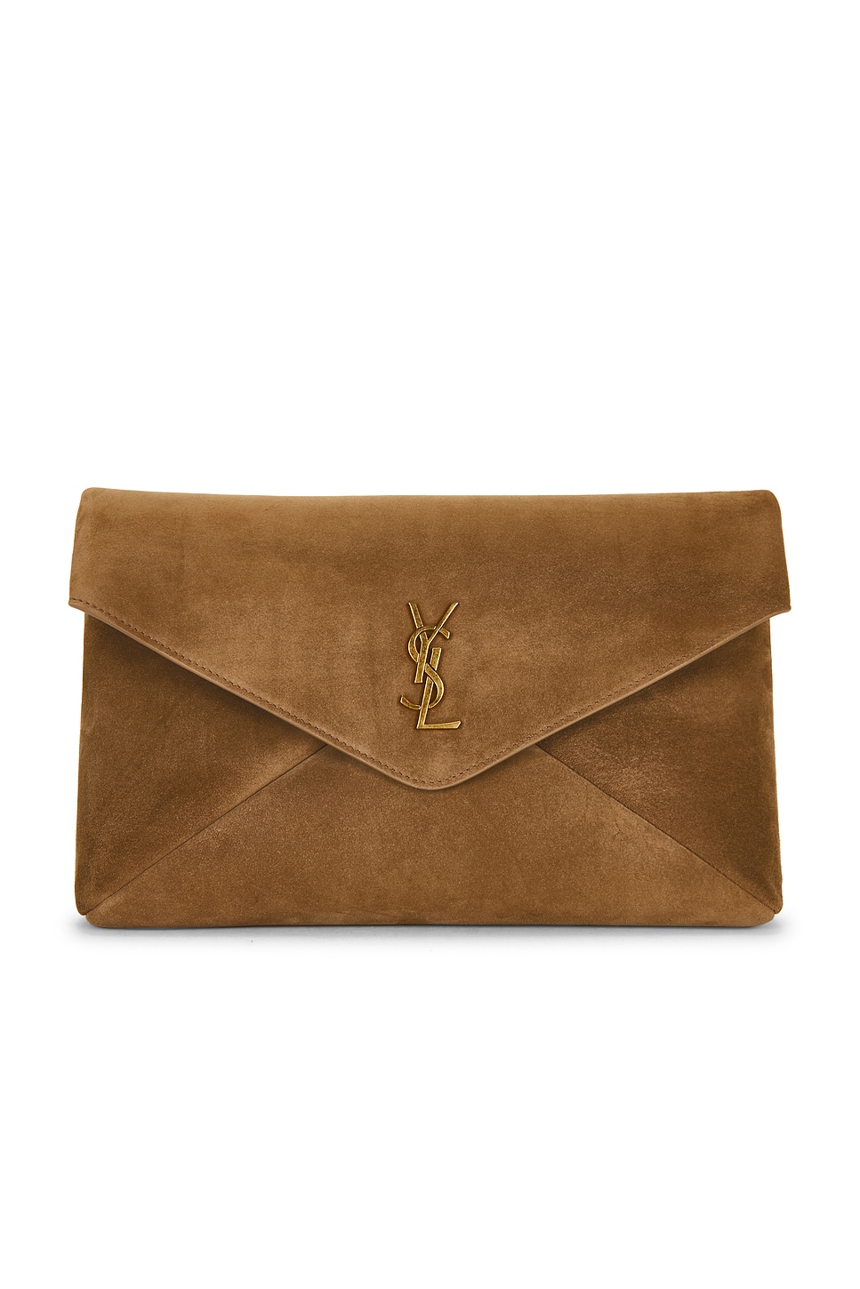 Saint Laurent Large Envelope Pouch in Light Cumin - Brown. a