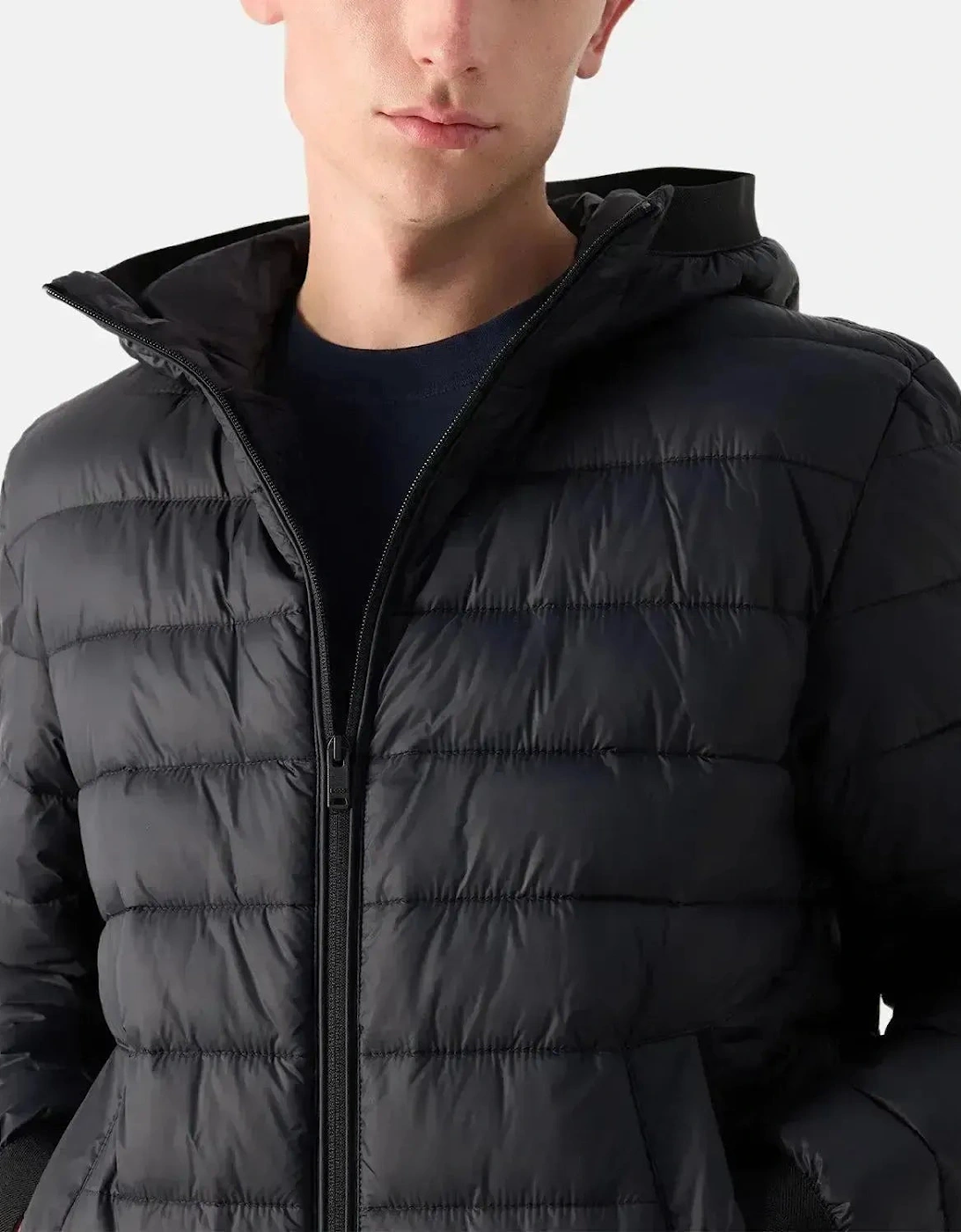 Men's BOSS MENS ODENIS HOODED PUFFER JACKET BLACK - : 42/Regular