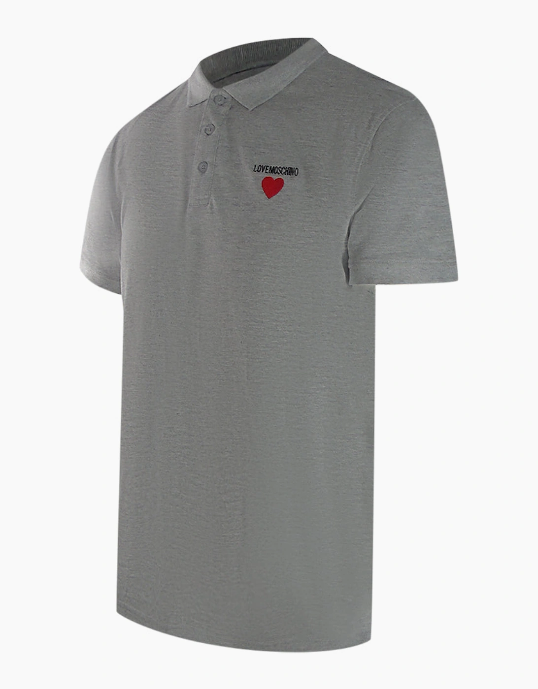 Men's Love Moschino Heart Logo Grey Polo Shirt