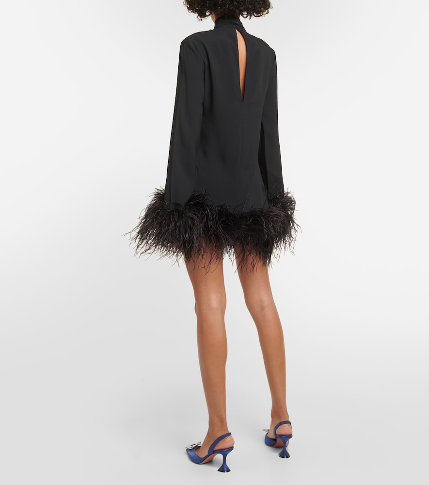 Piccolo Ubud feather-trimmed minidress