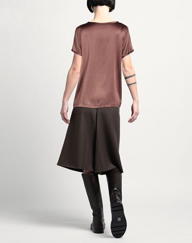 Woman Top Chocolate brown Size M Silk, Elastane