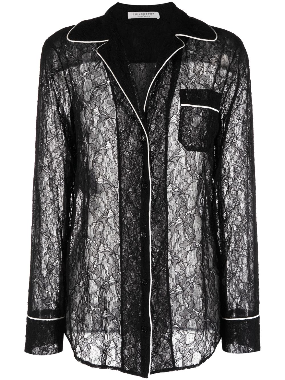 Stretch lace shirt - Black