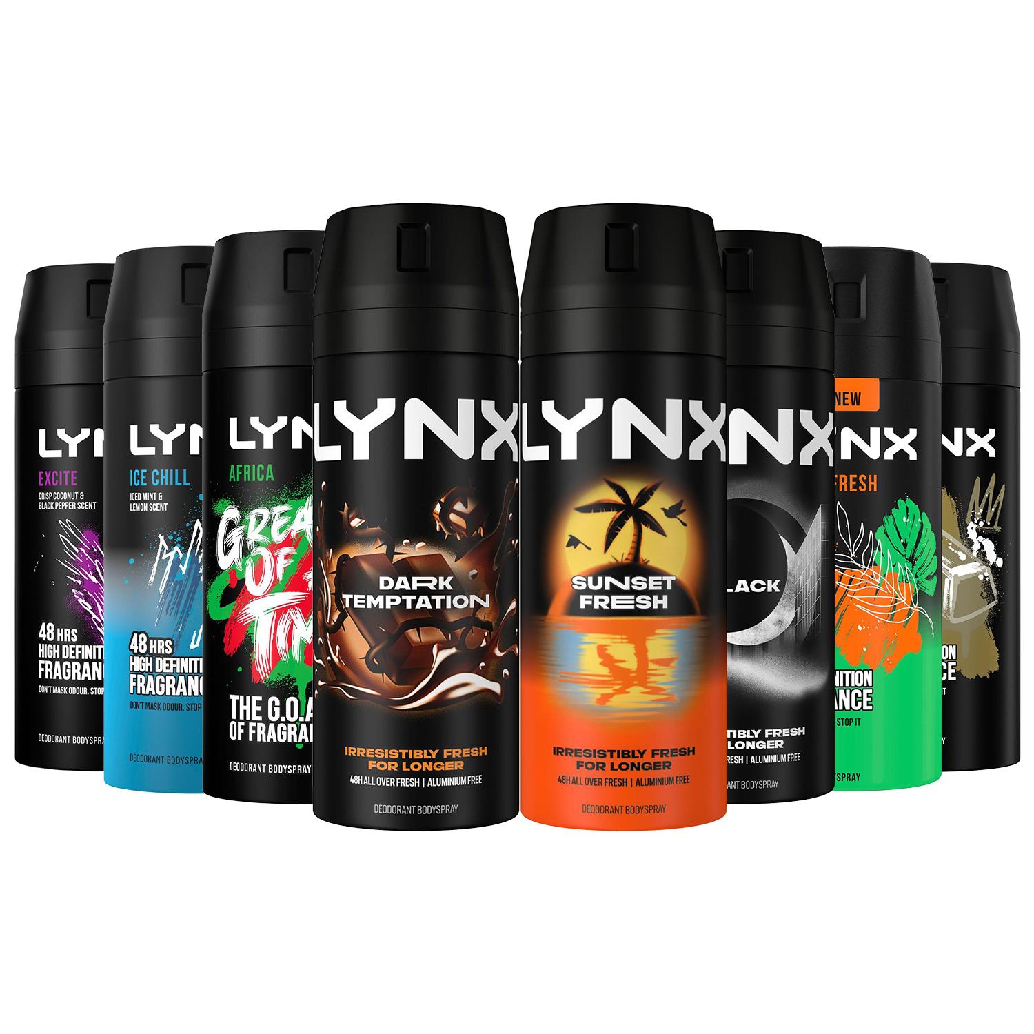 Lynx Mens Africa Body Spray Deodorant 48Hrs High Definition Fragrance 150ml, 24 Pack
