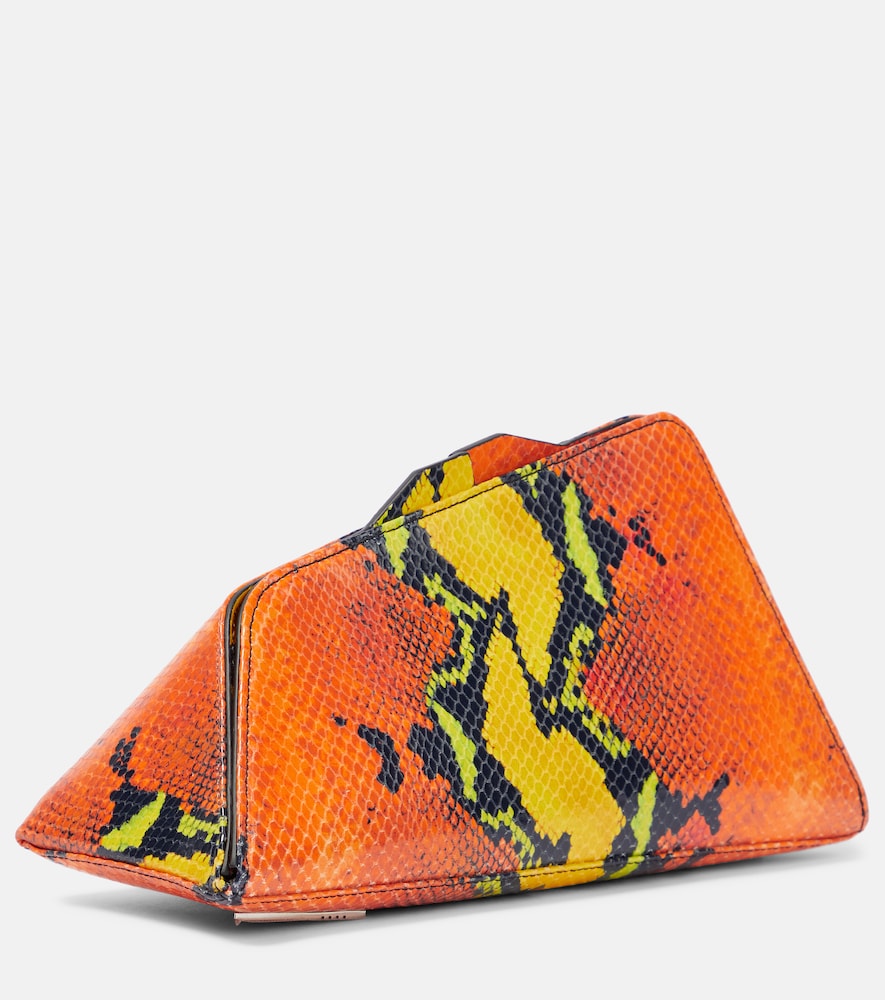 8.30 PM snake-effect leather clutch