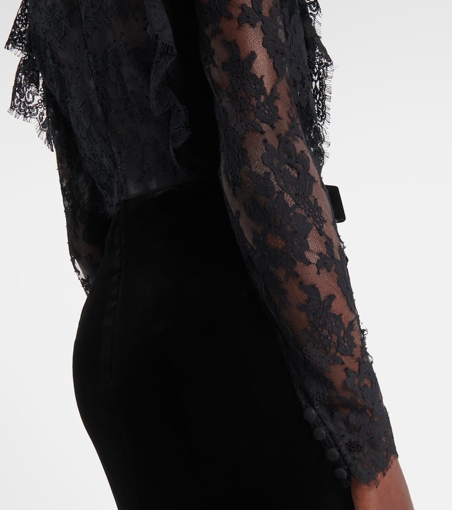 Lace and velvet gown