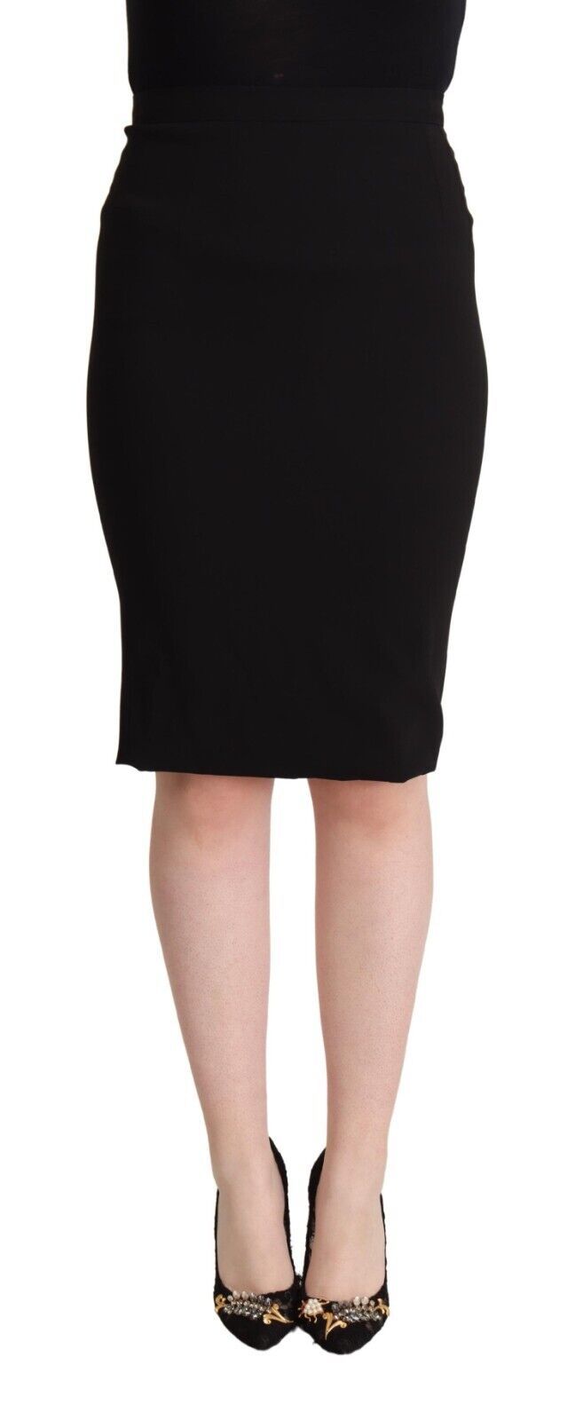 High-Waist Pencil Skirt — Black