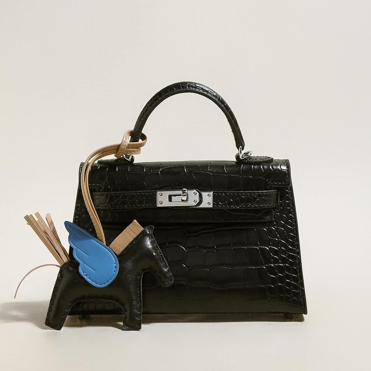 Swift Textured Leather Structured Top Handle Bag