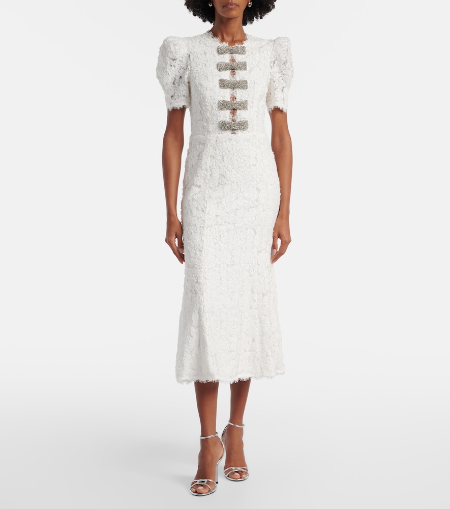 Bridal Dillon embellished lace midi dress