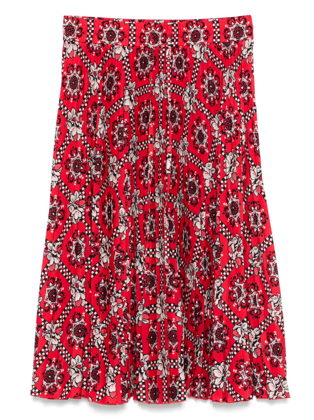 2000s floral-print pleated skirt - Red