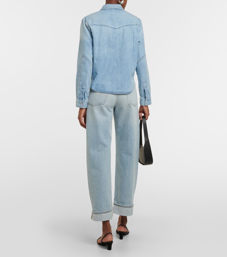 Cropped cotton denim shirt