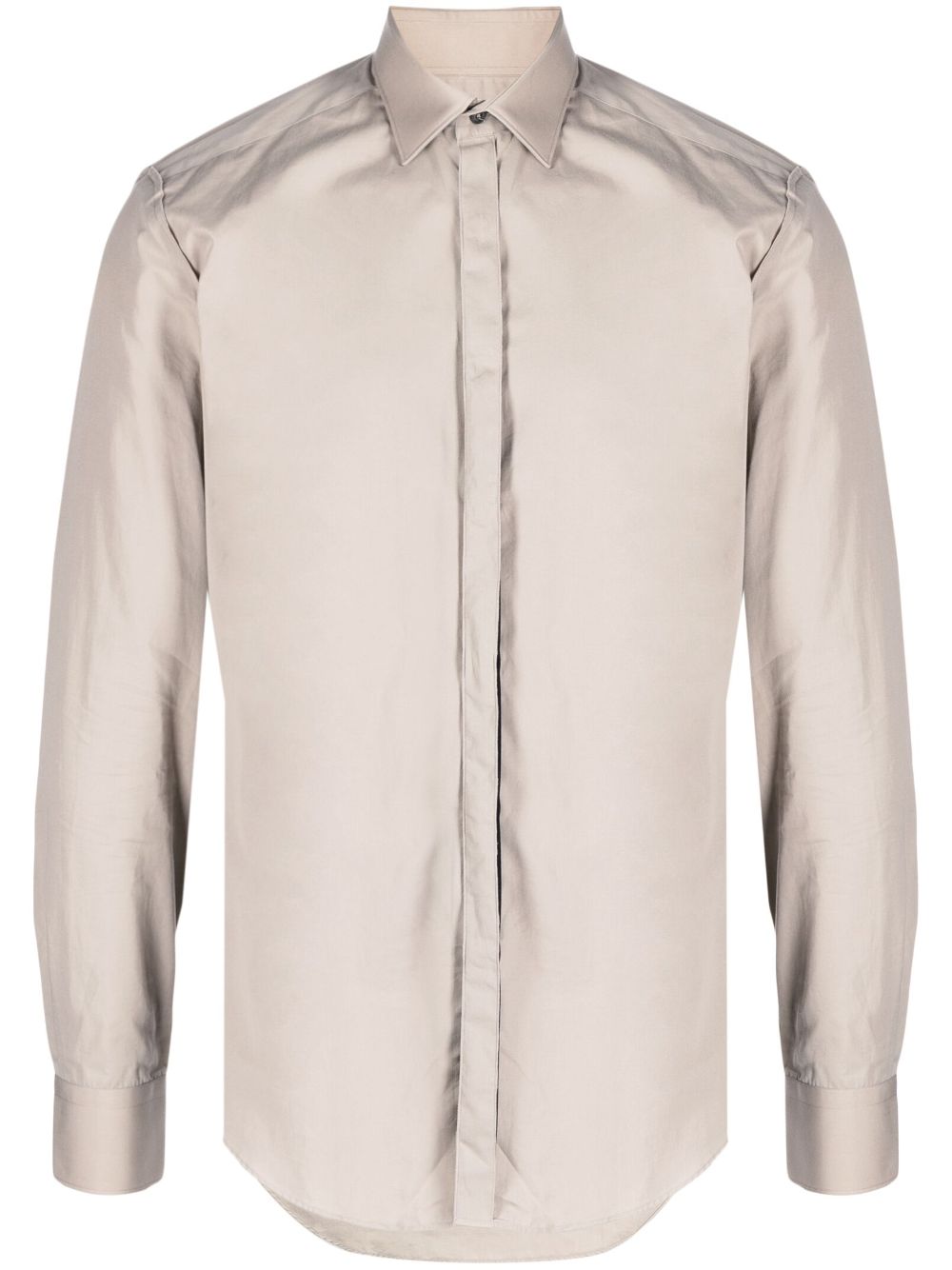 Spread-collar cotton shirt - Neutrals