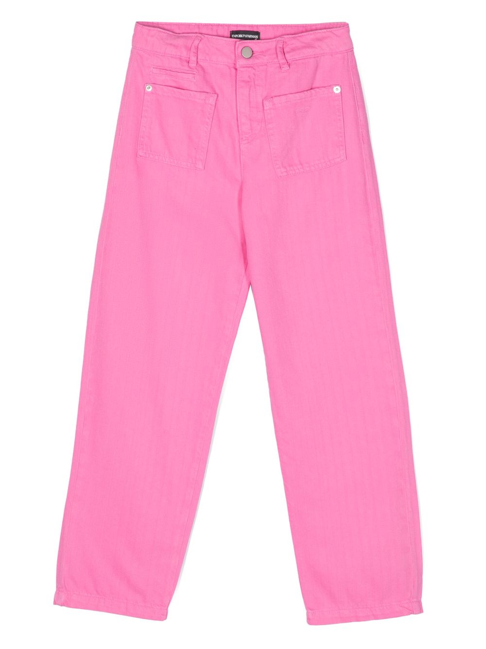 Logo-embroidered denim trousers - Pink
