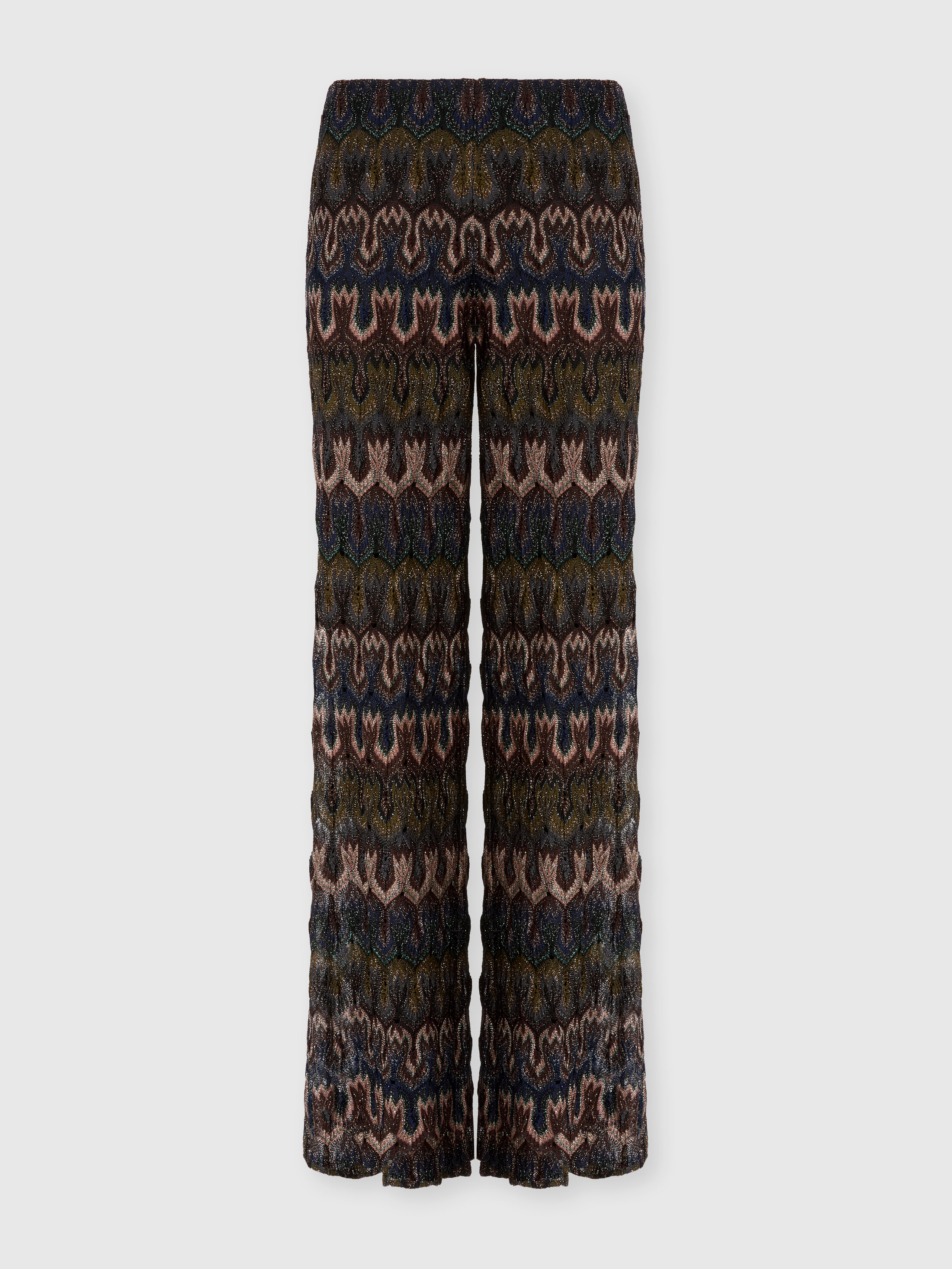 Missoni - Pantaloni in viscosa lamé motivo arabesco, Donna, Verde& Marrone