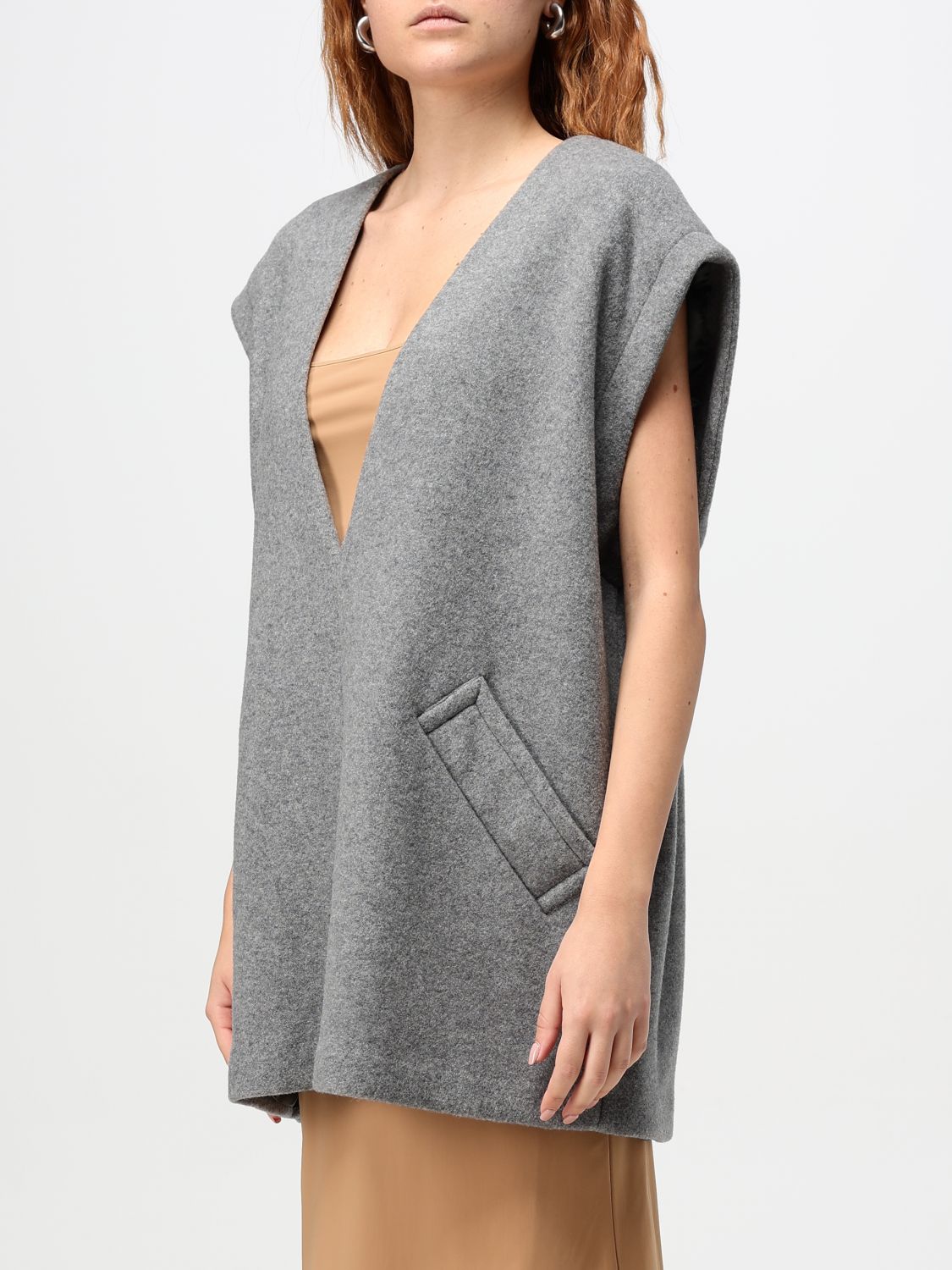 Mélange-effect felted vest - Grey