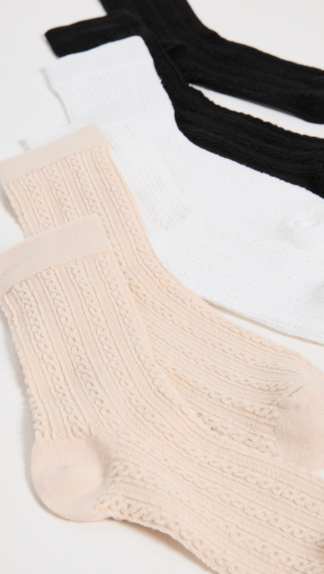 Delicate Knit Socks Black/Ivory/Oat One Size